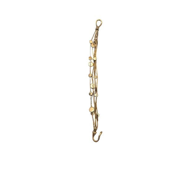 Multi-Strand Gold-Tone Snake Chain Bracelet With Polished Disc Accents & Hook Cl - Picture 3 of 3